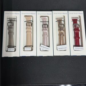 5 pack assorted Smart Watch Band Set - Gray, Cream, Pink, Brown, Red
